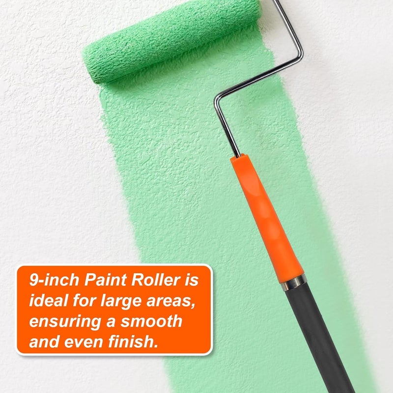 KingOrigin King Origin Paint Roller Kit with Extension Pole (3 ft), 9" & 4" Paint Rollers, Frame, Tray - 12-Piece Paint Supplies for Painting Walls, Home Interior - Image 4